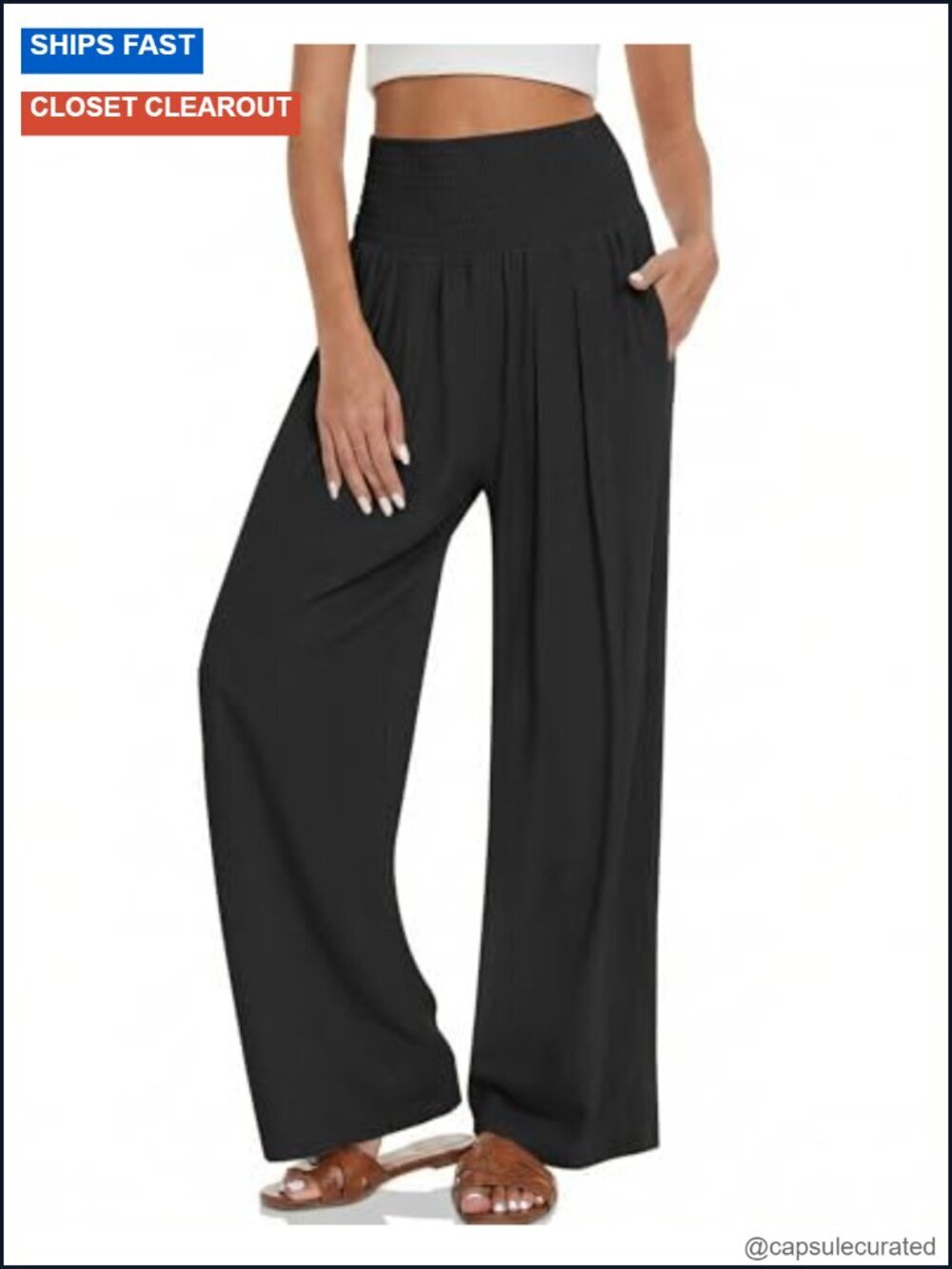 High Waist Wide Leg Palazzo Pants with Pockets Summer Lounge Trousers